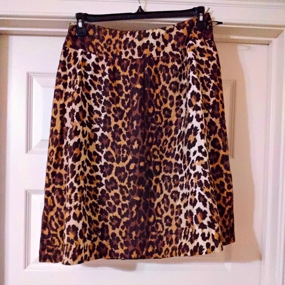 Lafayette 148 leopard print skirt linen